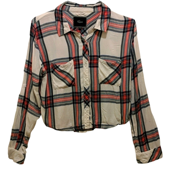 RAILS * CROP HUNTER PLAID BUTTON FRONT - Picture 1 of 13